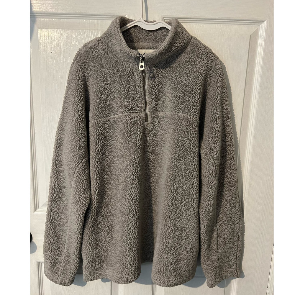 DYLAN Los Angeles Faux Fur Half Zip Long Sleeve Pullover Top Size Large Gray